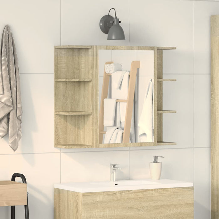 vidaXL Bathroom Mirror Cabinet Sonoma Oak 80x20.5x64 cm Engineered Wood