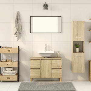 vidaXL Bathroom Cabinet Sonoma Oak 30x30x130 cm Engineered Wood