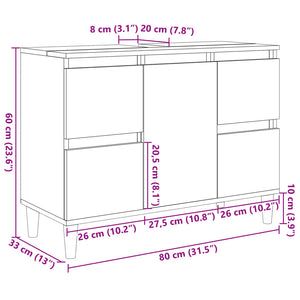 vidaXL Sink Cabinet Sonoma Oak 80x33x60 cm Engineered Wood