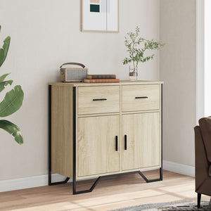 vidaXL Sideboard Sonoma Oak 79.5x35.5x74.5 cm Engineered Wood