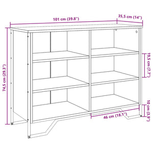 vidaXL Sideboard Grey Sonoma 101x35.5x74.5 cm Engineered Wood