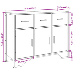 vidaXL Sideboard Black 97x32.5x74.5 cm Engineered Wood