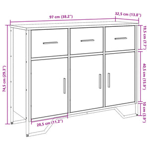 vidaXL Sideboard Smoked Oak 97x32.5x74.5 cm Engineered Wood