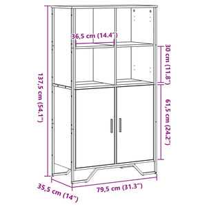 vidaXL Highboard Black 79.5x35.5x137.5 cm Engineered wood