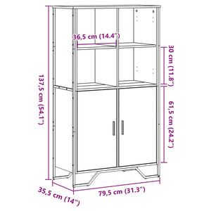 vidaXL Highboard Sonoma Oak 79.5x35.5x137.5 cm Engineered wood