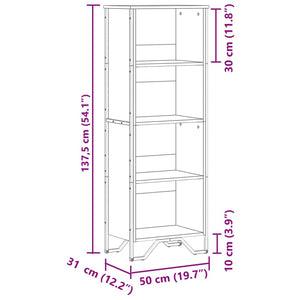 vidaXL Bookcase Black 50x31x137.5 cm Engineered Wood