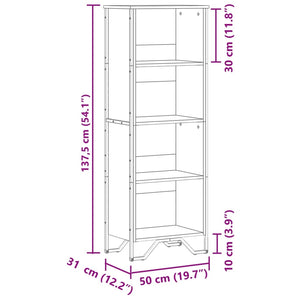 vidaXL Bookcase Sonoma Oak 50x31x137.5 cm Engineered Wood