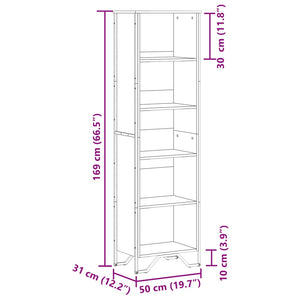 vidaXL Bookcase Black 50x31x169 cm Engineered Wood