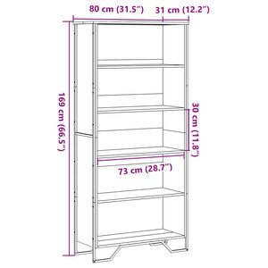 vidaXL Book Cabinet Black 80x31x169 cm Engineered wood