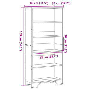 vidaXL Book Cabinet Smoked Oak 80x31x169 cm Engineered wood