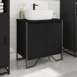 vidaXL Bathroom Sink Cabinet Black 60x35x60 cm Engineered Wood