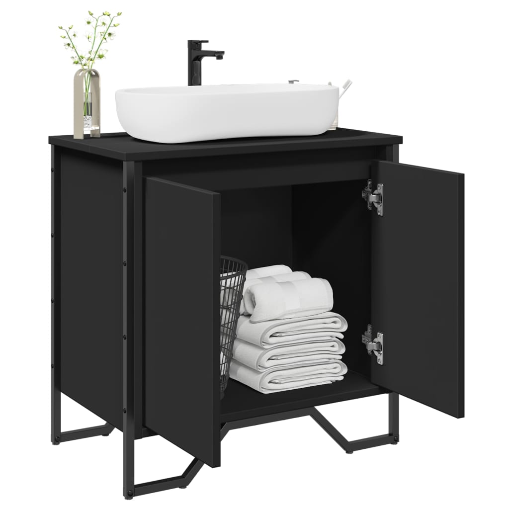 vidaXL Bathroom Sink Cabinet Black 60x35x60 cm Engineered Wood