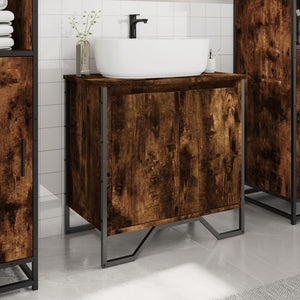 vidaXL Bathroom Sink Cabinet Smoked Oak 60x35x60 cm Engineered Wood