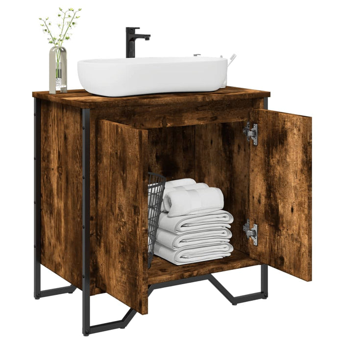 vidaXL Bathroom Sink Cabinet Smoked Oak 60x35x60 cm Engineered Wood