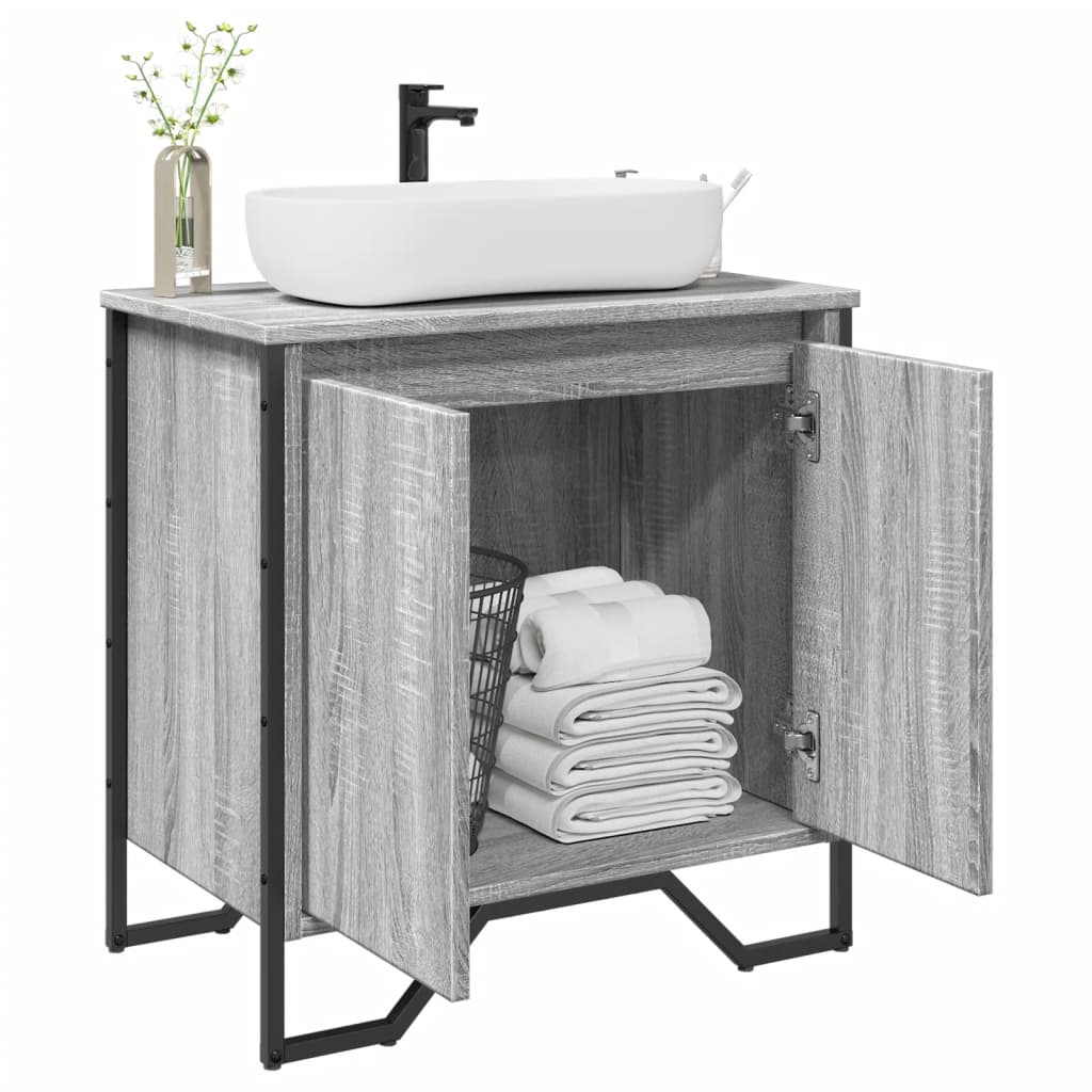 vidaXL Bathroom Sink Cabinet Grey Sonoma 60x35x60 cm Engineered Wood