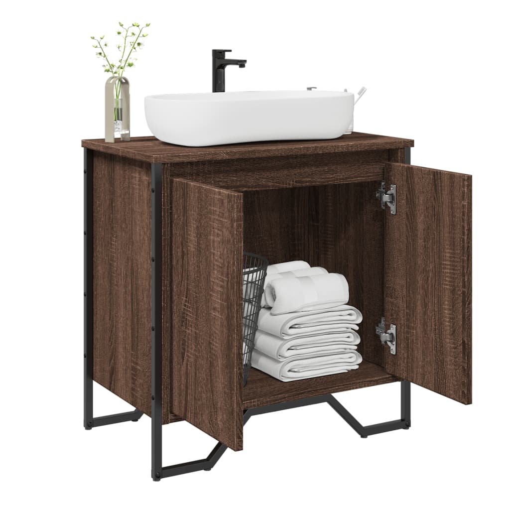 vidaXL Bathroom Sink Cabinet Brown Oak 60x35x60 cm Engineered Wood