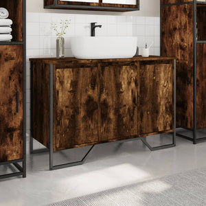 vidaXL Bathroom Sink Cabinet Smoked Oak 91x35x60 cm Engineered Wood