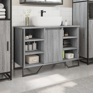 vidaXL Bathroom Sink Cabinet Grey Sonoma 91x35x60 cm Engineered Wood