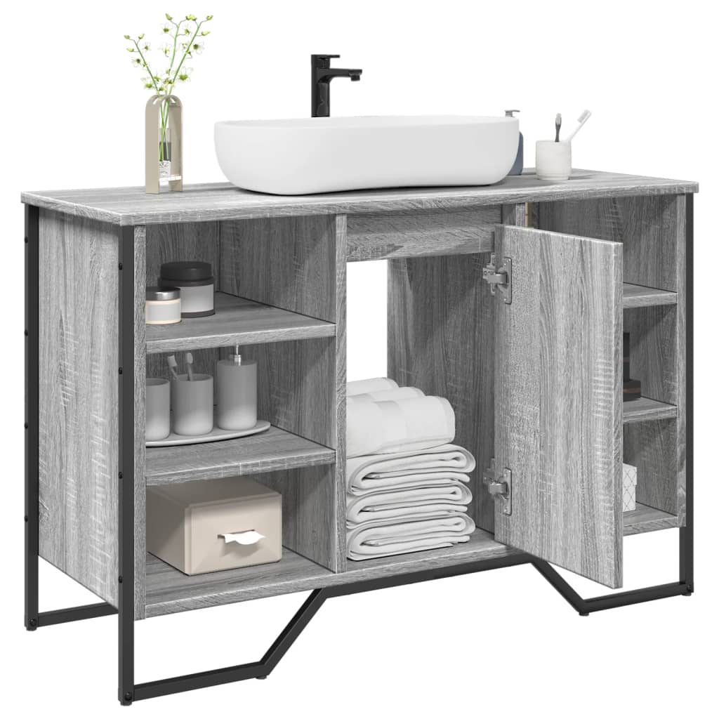 vidaXL Bathroom Sink Cabinet Grey Sonoma 91x35x60 cm Engineered Wood