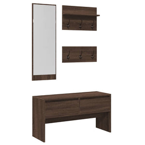 vidaXL 4 Piece Hallway Furniture Set Brown Oak Engineered Wood