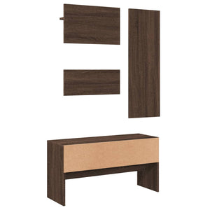 vidaXL 4 Piece Hallway Furniture Set Brown Oak Engineered Wood