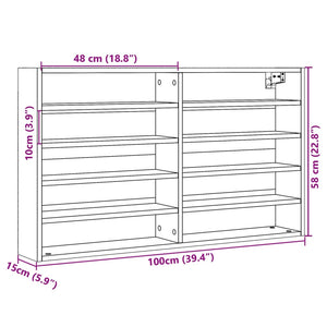 vidaXL Vitrine Cabinet Black 100x15x58 cm Engineered Wood