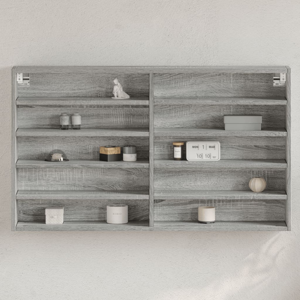 vidaXL Vitrine Cabinet Grey Sonoma 100x15x58 cm Engineered Wood