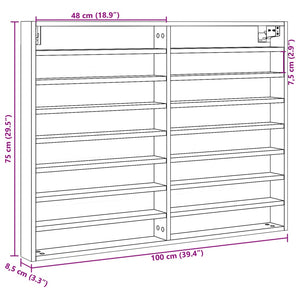 vidaXL Vitrine Cabinet Black 100x8.5x75 cm Engineered Wood