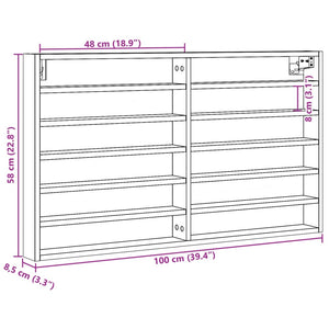 vidaXL Vitrine Cabinet White 100x8.5x58 cm Engineered Wood