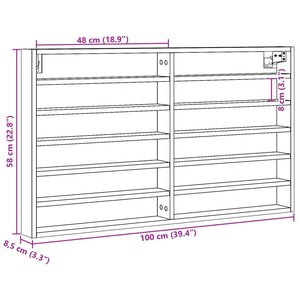 vidaXL Vitrine Cabinet Sonoma Oak 100x8.5x58 cm Engineered Wood