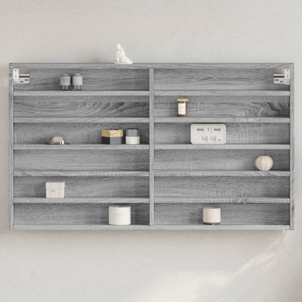 vidaXL Vitrine Cabinet Grey Sonoma 100x8.5x58 cm Engineered Wood