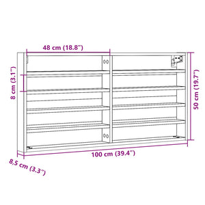 vidaXL Vitrine Cabinet White 100x8.5x50 cm Engineered Wood