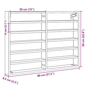 vidaXL Vitrine Cabinet White 80x8.5x58 cm Engineered Wood