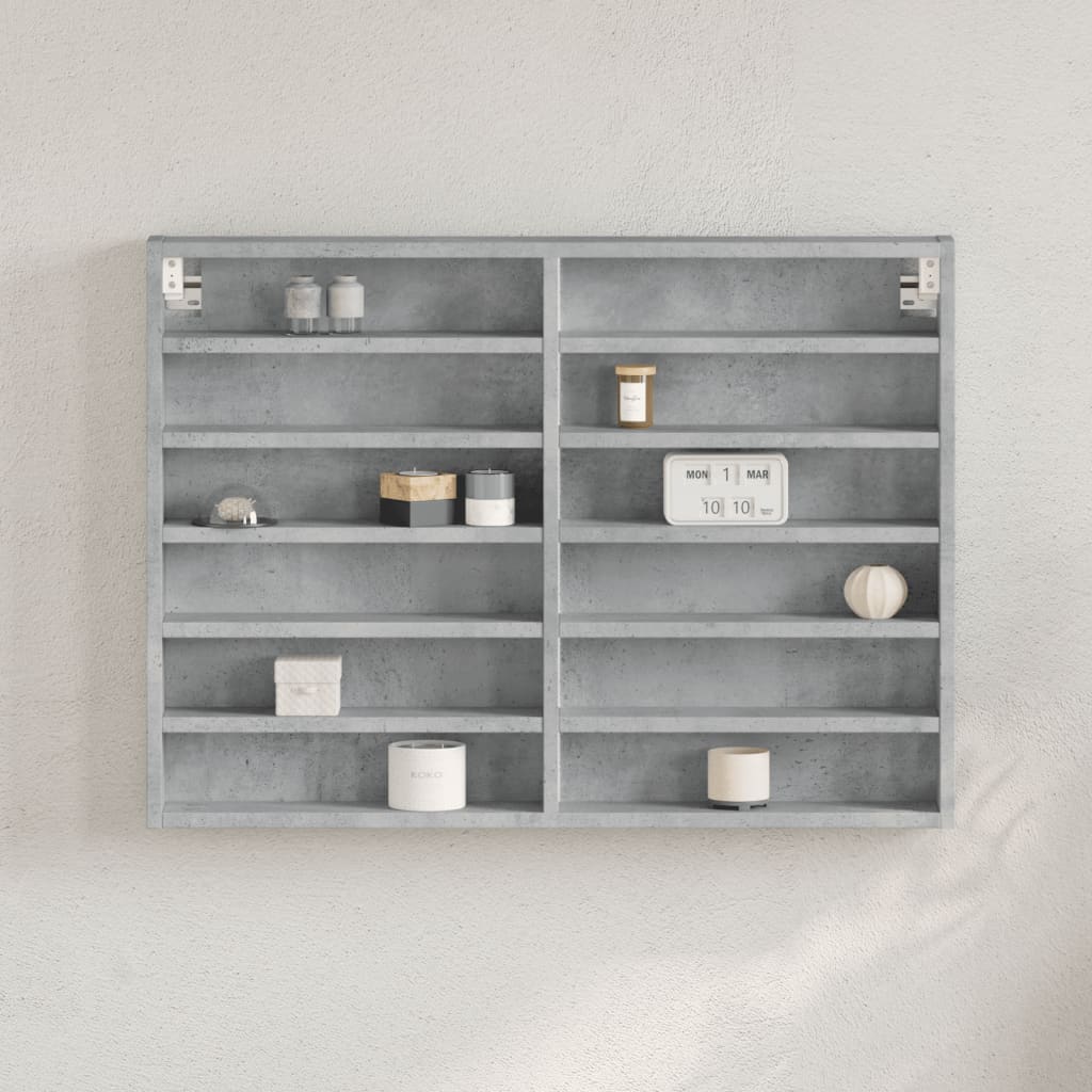 vidaXL Vitrine Cabinet Concrete Grey 80x8.5x58 cm Engineered Wood