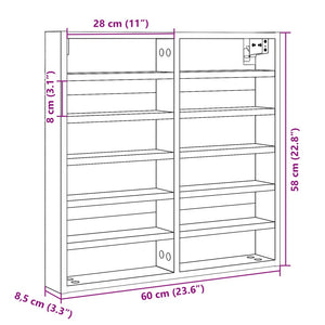 vidaXL Vitrine Cabinet White 60x8.5x58 cm Engineered Wood