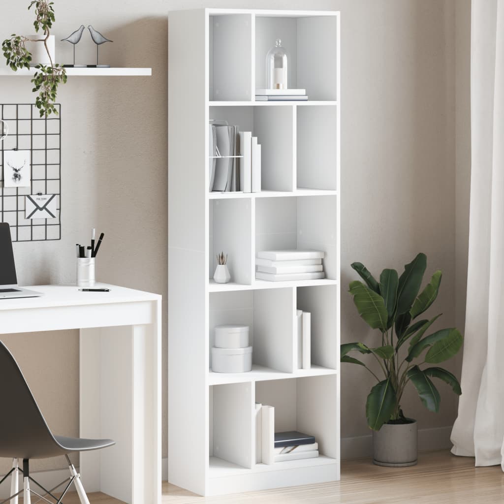 vidaXL Bookcase White 57x28.5x174 cm Engineered Wood