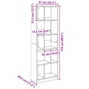 vidaXL Bookcase Black 57x28.5x174 cm Engineered Wood