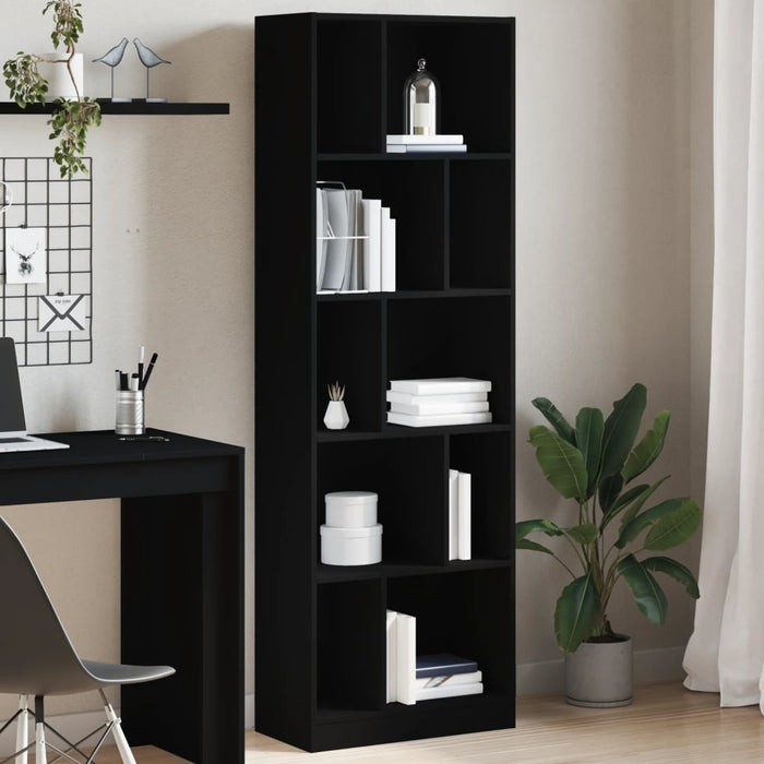 vidaXL Bookcase Black 57x28.5x174 cm Engineered Wood