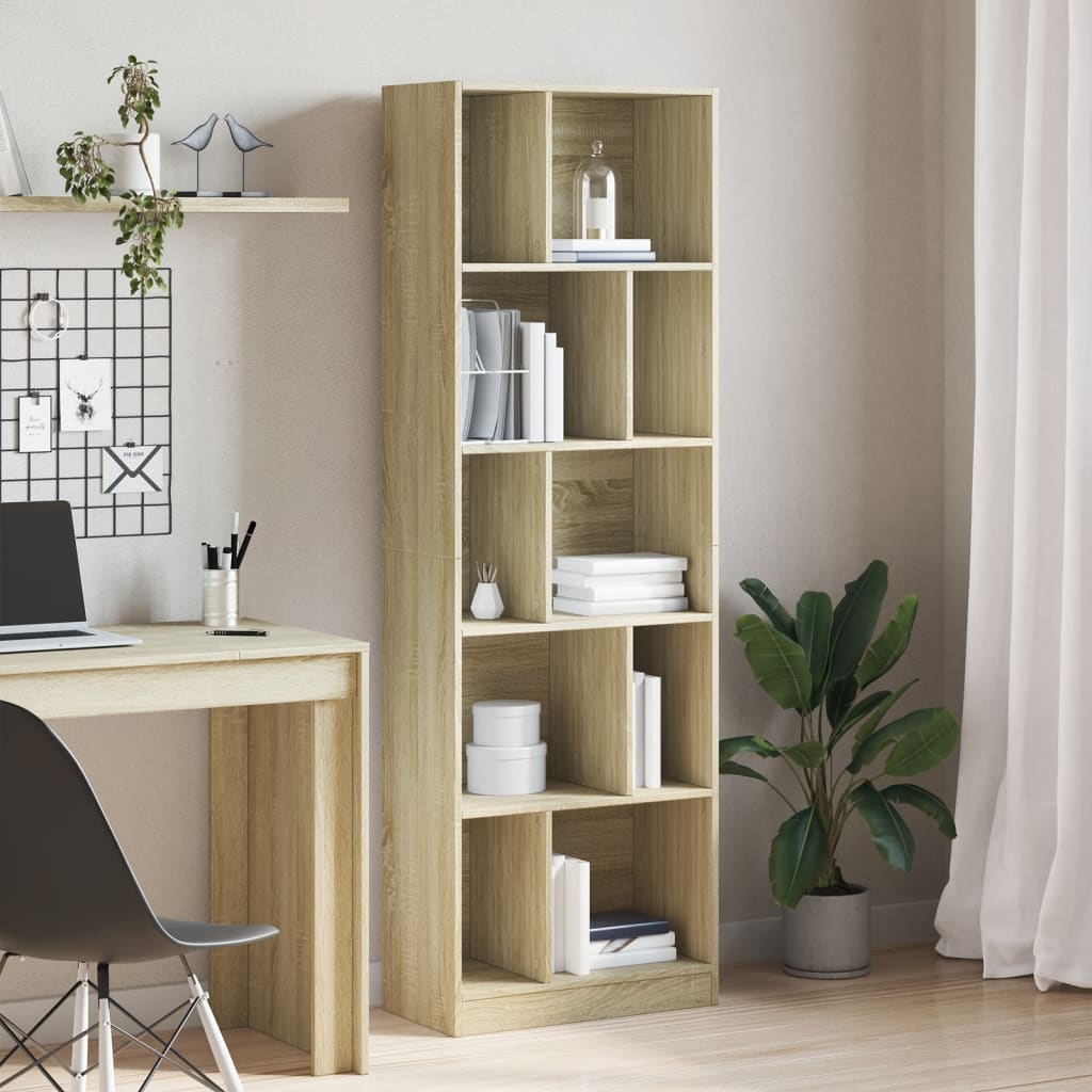 vidaXL Bookcase Sonoma Oak 57x28.5x174 cm Engineered Wood