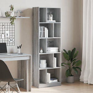 vidaXL Bookcase Grey Sonoma 57x28.5x174 cm Engineered Wood