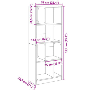 vidaXL Bookcase White 57x28.5x141 cm Engineered Wood