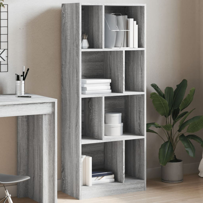 vidaXL Bookcase Grey Sonoma 57x28.5x141 cm Engineered Wood