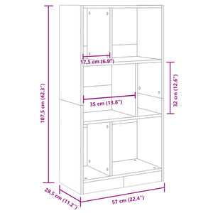 vidaXL Bookcase Black 57x28.5x107.5 cm Engineered Wood