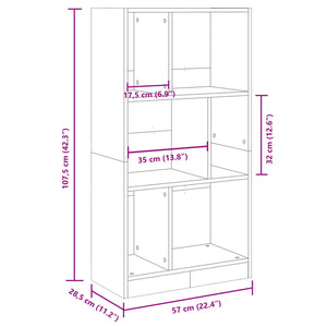 vidaXL Bookcase Sonoma Oak 57x28.5x107.5 cm Engineered Wood