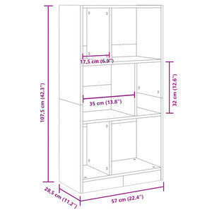 vidaXL Bookcase Smoked Oak 57x28.5x107.5 cm Engineered Wood