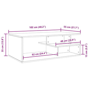 vidaXL Coffee Table Grey Sonoma 102x55x35 cm Engineered Wood