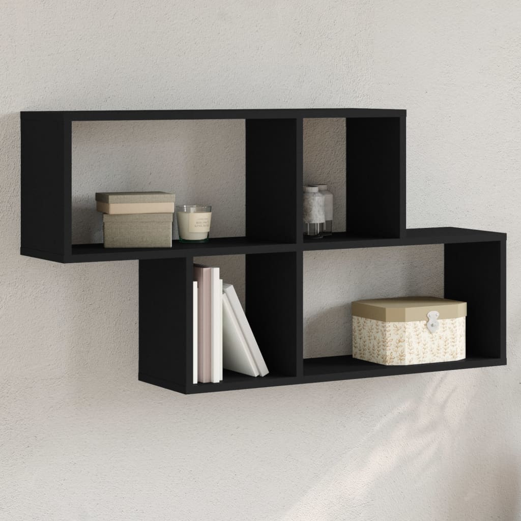 vidaXL Wall Shelf Black 100x20x53 cm Engineered Wood