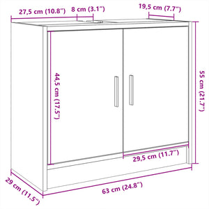 vidaXL Sink Cabinet Grey Sonoma 63x29x55 cm Engineered Wood