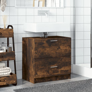 vidaXL Sink Cabinet Smoked Oak 59x37x59 cm Engineered Wood