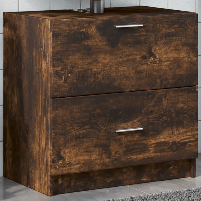 vidaXL Sink Cabinet Smoked Oak 59x37x59 cm Engineered Wood